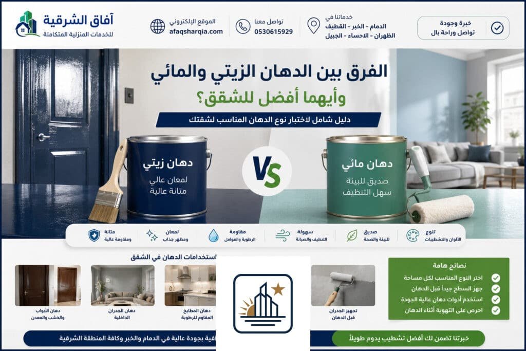 الفرق بين الدهان الزيتي والمائي وأيهما أفضل للشقق